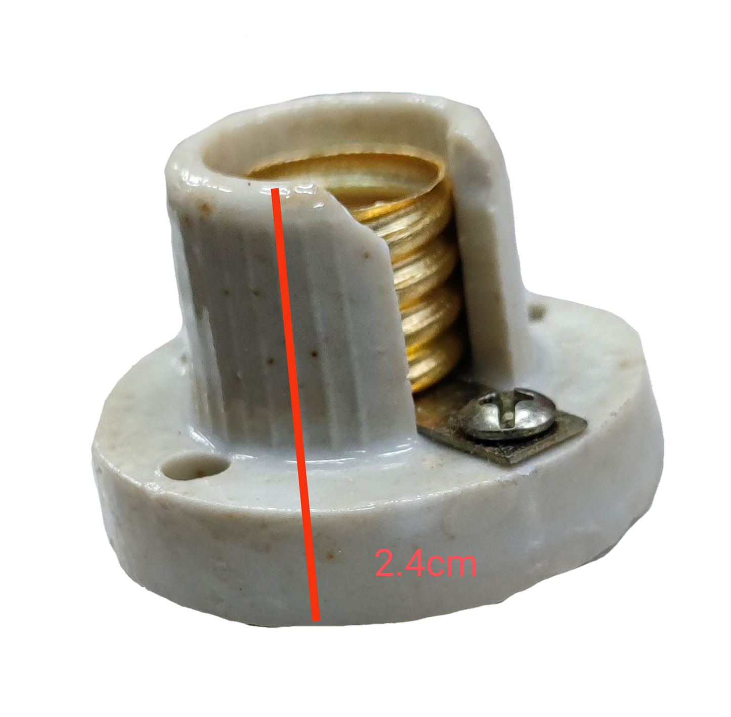E14 porcelain socket receptacle white porcelain lamp holder with brass threads and mounting holes