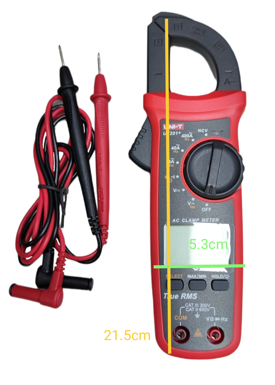 UNI-T Digital Clamp Multimeter 400A with red and black test leads for electrical measurements