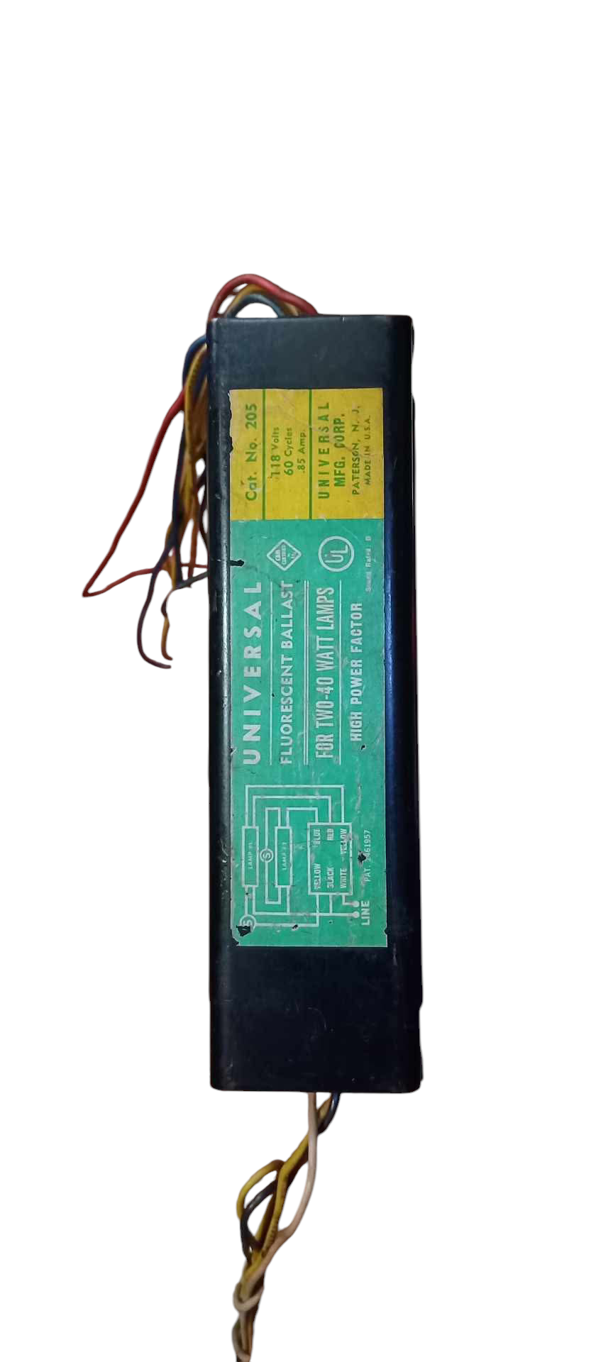 Universal 2x40W Rapid Start Ballast 118V electrical circuitry part with wiring for lighting fixtures
