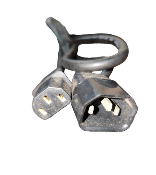 Black C13 to C14 AC power cord with molded IEC connectors for servers PC power supplies