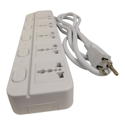 Omni 5 Gang Extension Cord Universal 6 Feet with Individual Switch, Power Strip 5 Socket 10A 220V WED-350-PK