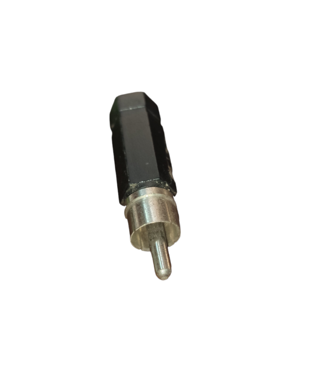 China microphone accessory RCA plug to mono adapter with metal tip and black plastic sleeve