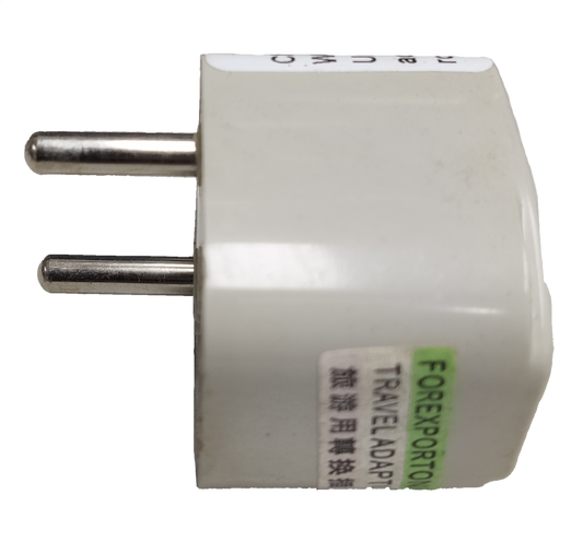 White Universal Travel Adaptor to Type C Plug with dual round pins from China