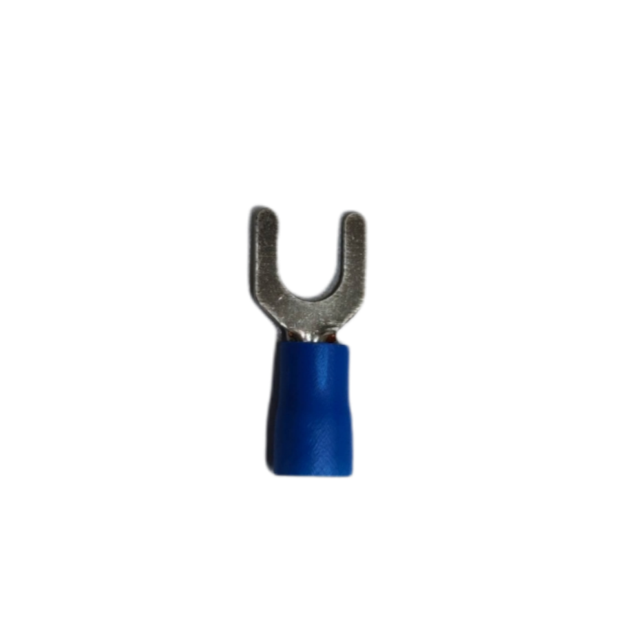Lugs Y Type Blue Insulation 3.5mm single blue insulated fork terminal lug on black background for wiring connections