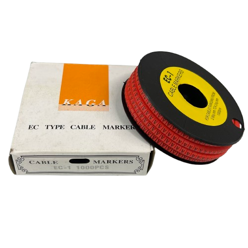 Grippes V Marker Red 2.6mm to 4.2mm cable management markers spool with white box