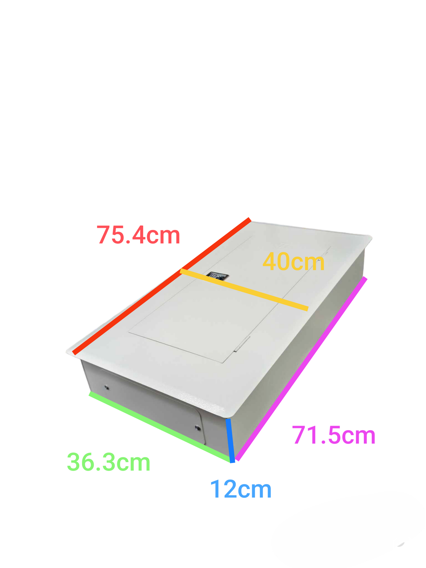 Koten 16 branch MCB panel in white with dimensions labeled for electrical circuitry and parts