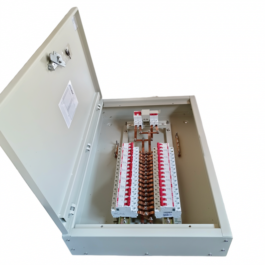 Himel 16 Branches 2pole Circuit Breaker electrical panel with open metal enclosure and red white switches