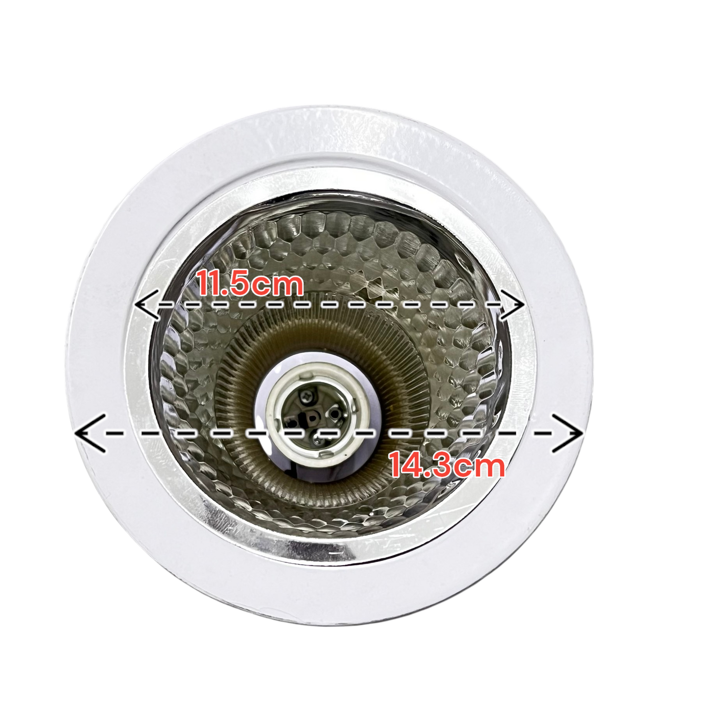 Biglite 4 inch E27 downlight fixture with white trim and reflective interior for lighting installation