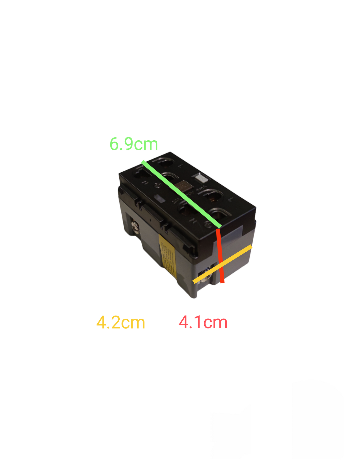 Royu GFCI Duplex Universal Outlet 20A 220V black electrical power point with dimension markings