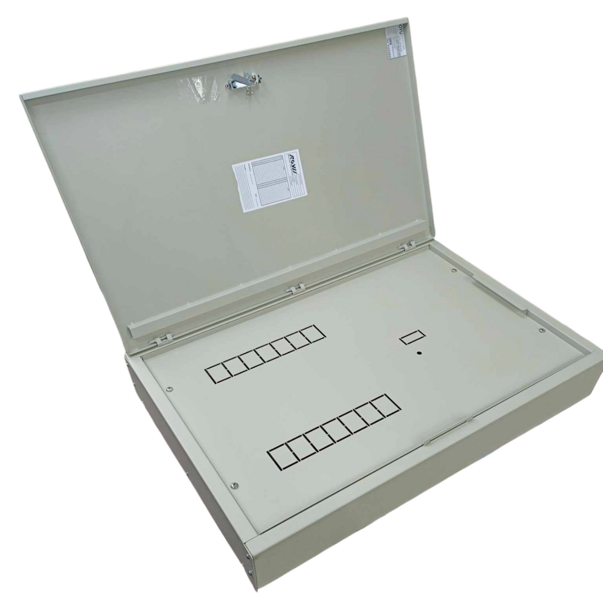 Schneider and Royu Panel Board For EZC250 Main 3 Pole metal enclosure with hinged cover open