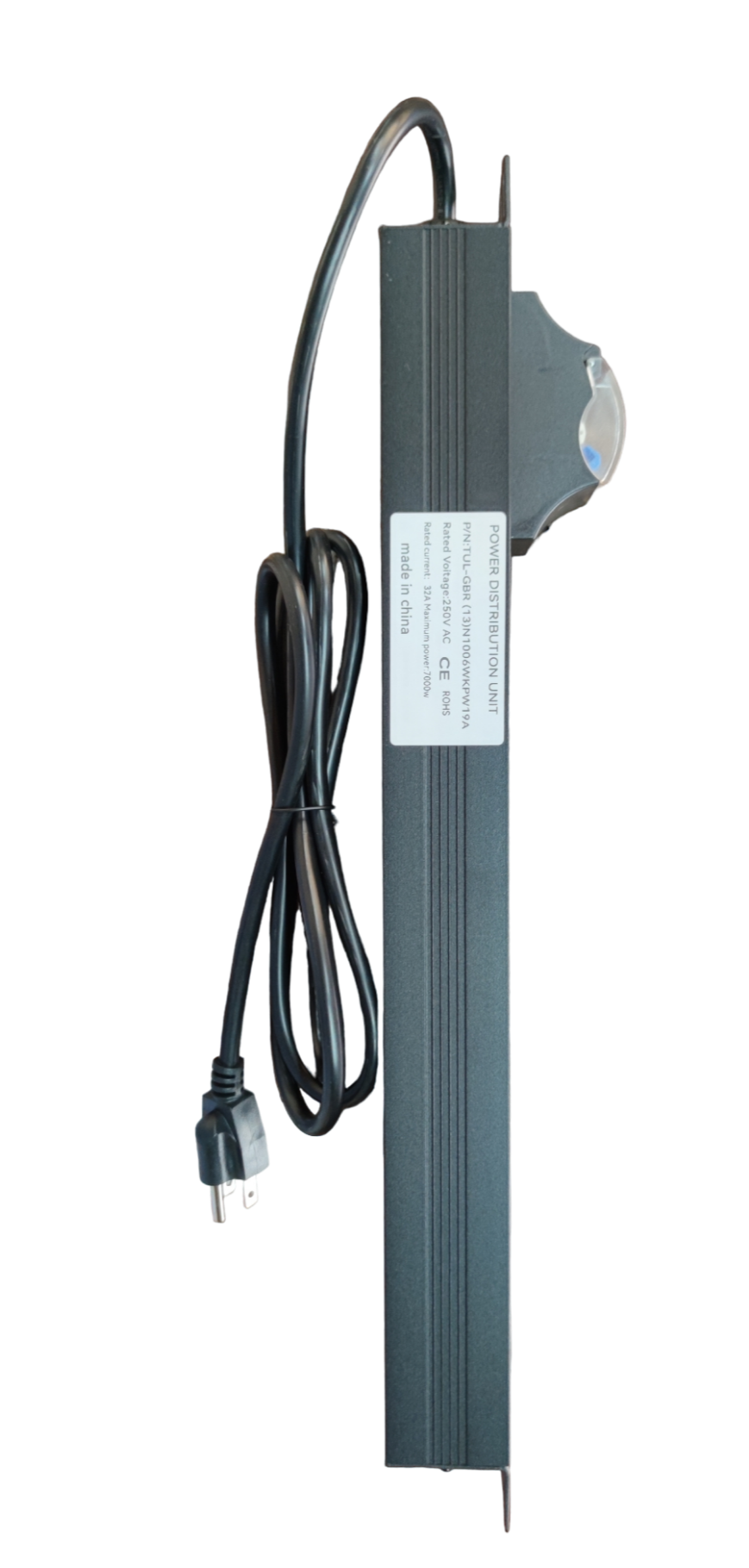 Grippes PDU for data cabinet 32A power supply unit with attached power cord and plug