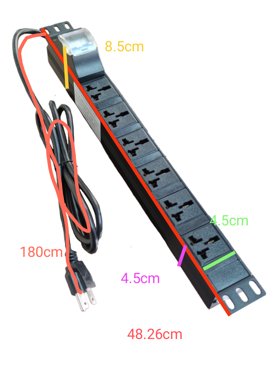 Grippes PDU for data cabinet 32A power supply unit with multiple outlets and 180cm power cord