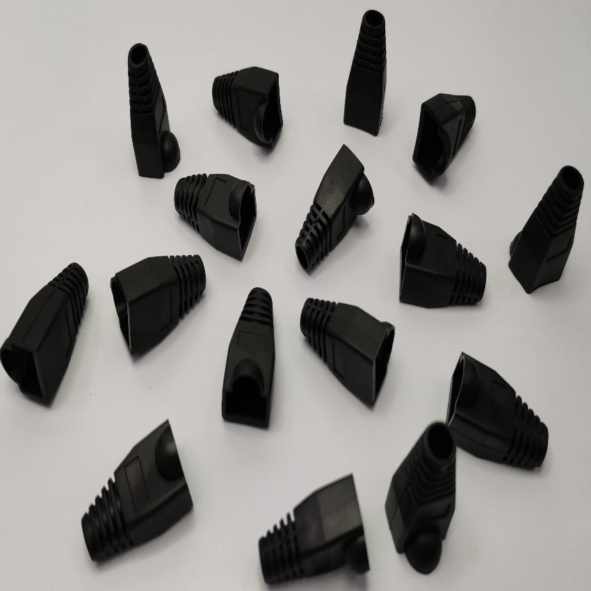 Black Rubber BooT RJ45 Grippes caps for electrical circuitry connectors by Grippes