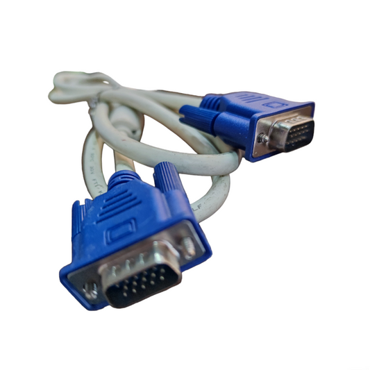 Grippes VGA Cable 1.5 Meters Male to Male with blue connectors and white cable for display connection