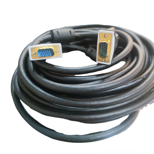 Grippes VGA Cable 10 Meters Male to Male with solid connectors and durable black jacket
