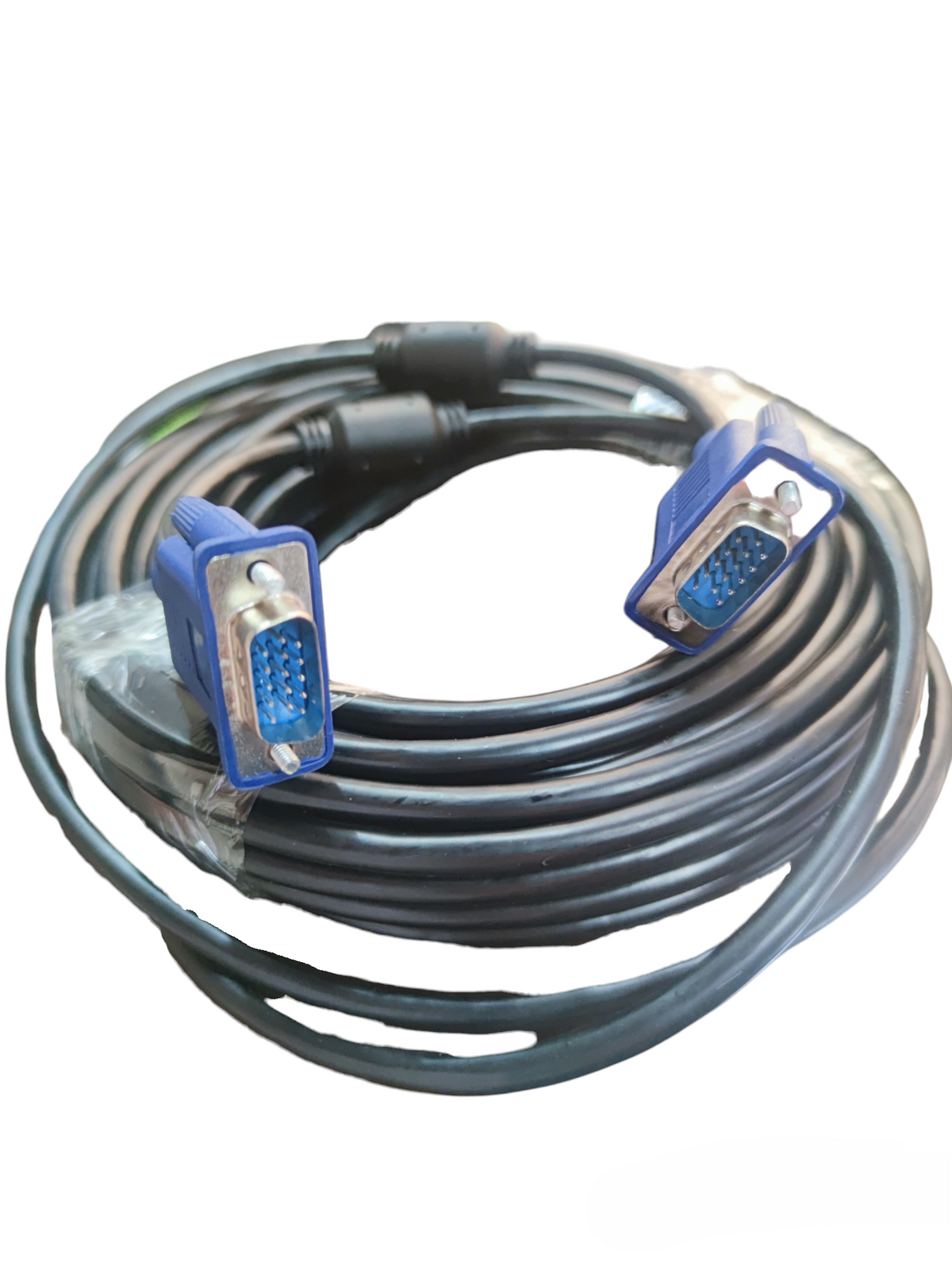Grippes VGA Cable 15 Meters with blue connectors and black cable for video display connection