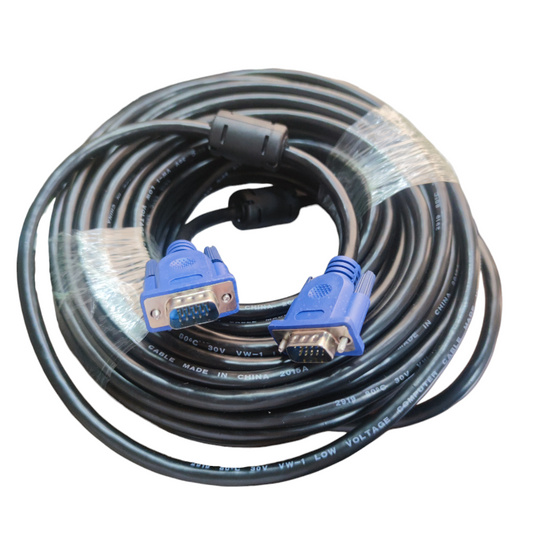 Grippes VGA Cable Male to Male with blue connectors and black cable for video signal transmission