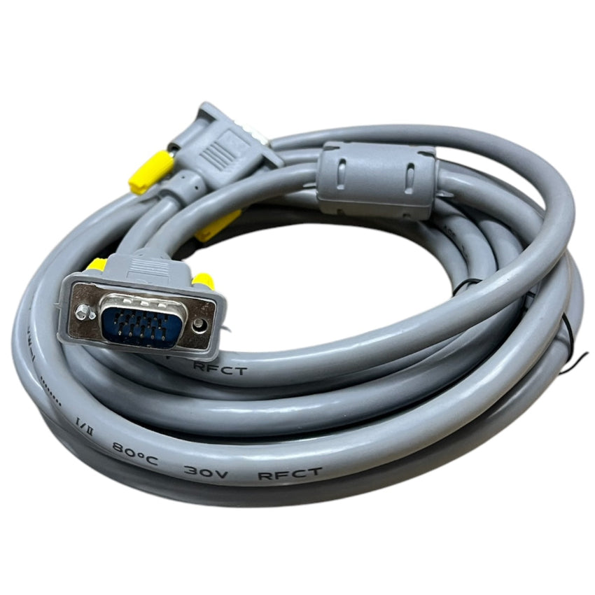 Grippes VGA Cable Male to Male with gray connectors and durable shielding for video transmission