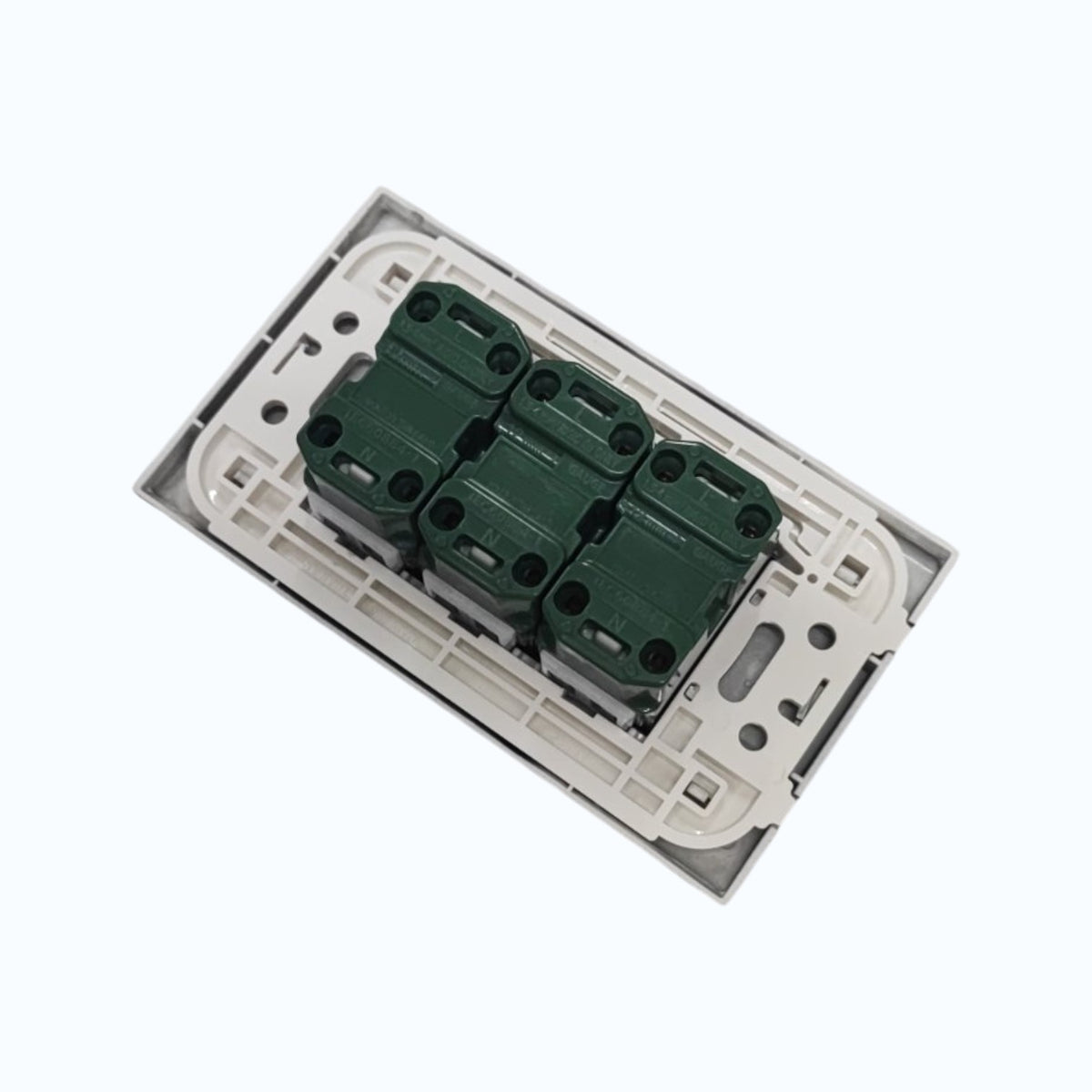 Panasonic 3-Gang Universal Outlet Gray 16A 250V with Wide Color Refina Series Metallic Black Plate Cover WEG6803MB-1/3XWEG10919H-5