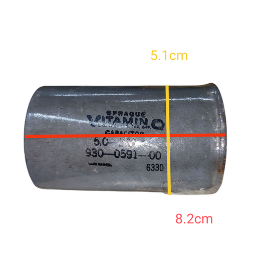 Sprague 5 uF 220V capacitor for sale featuring robust design and clear labeling for electrical projects