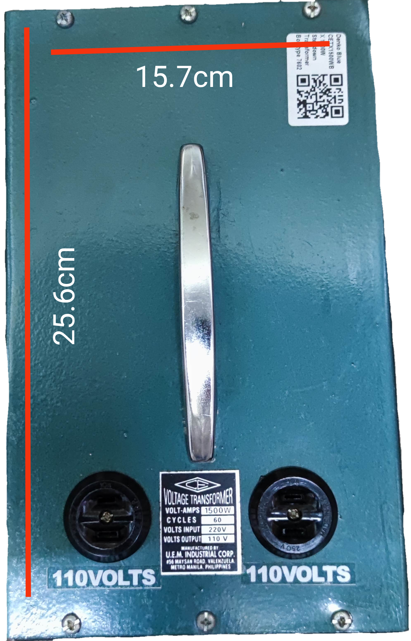 CE door chimes and bells with 1500W step down transformer 220V in a green metal casing measuring 25.6 by 15.7 cm
