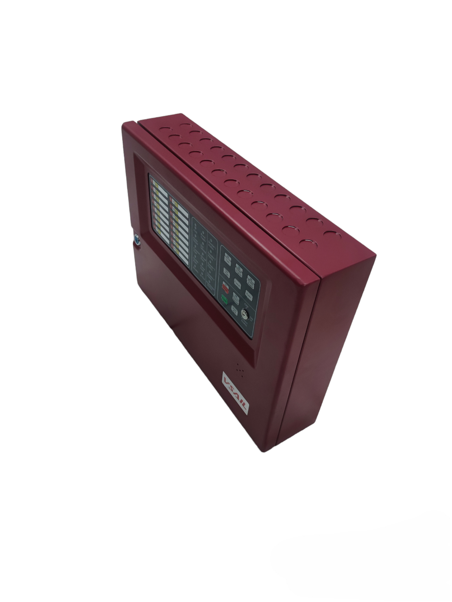 VSAIL Control Panel Conventional Type 16 Zones fire alarm system in a red metal casing