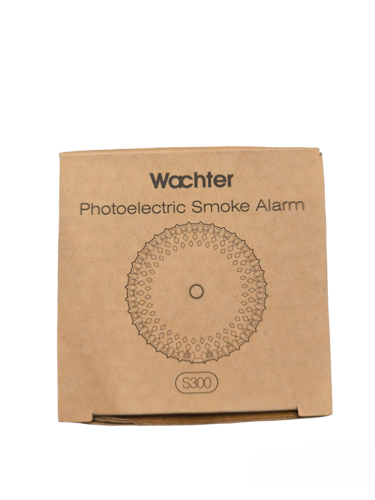 Watcher Photoelectric Smoke Alarm With Battery in brown packaging box for home safety