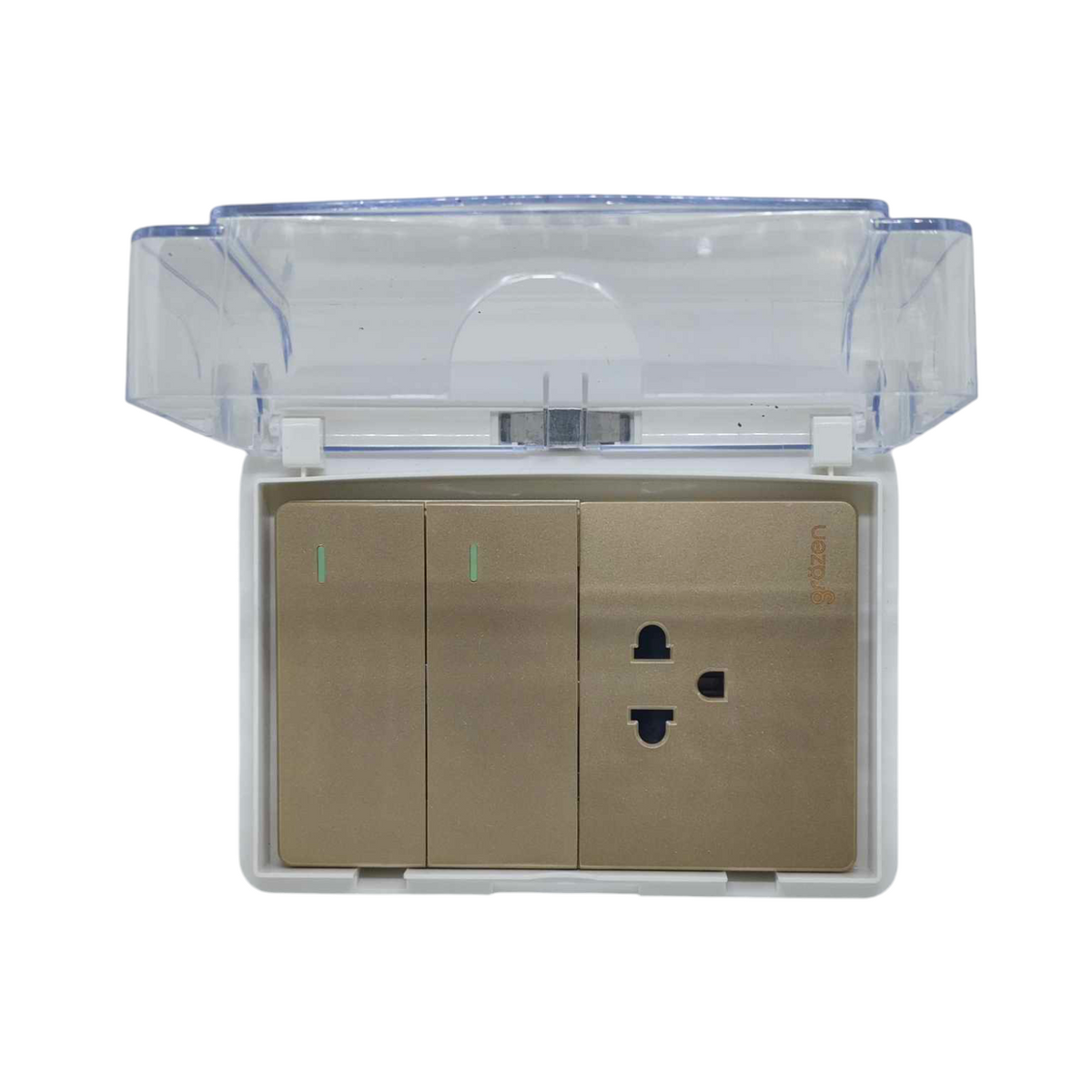 Grazen 16A 220V weatherproof electrical plate with transparent cover and three outlet design