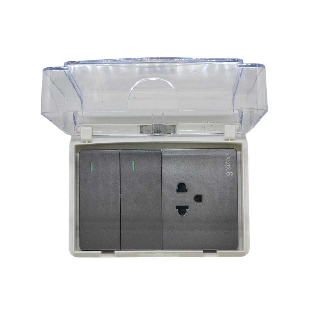 Grazen 16A 220V weatherproof electrical plate with two sockets for outdoor use