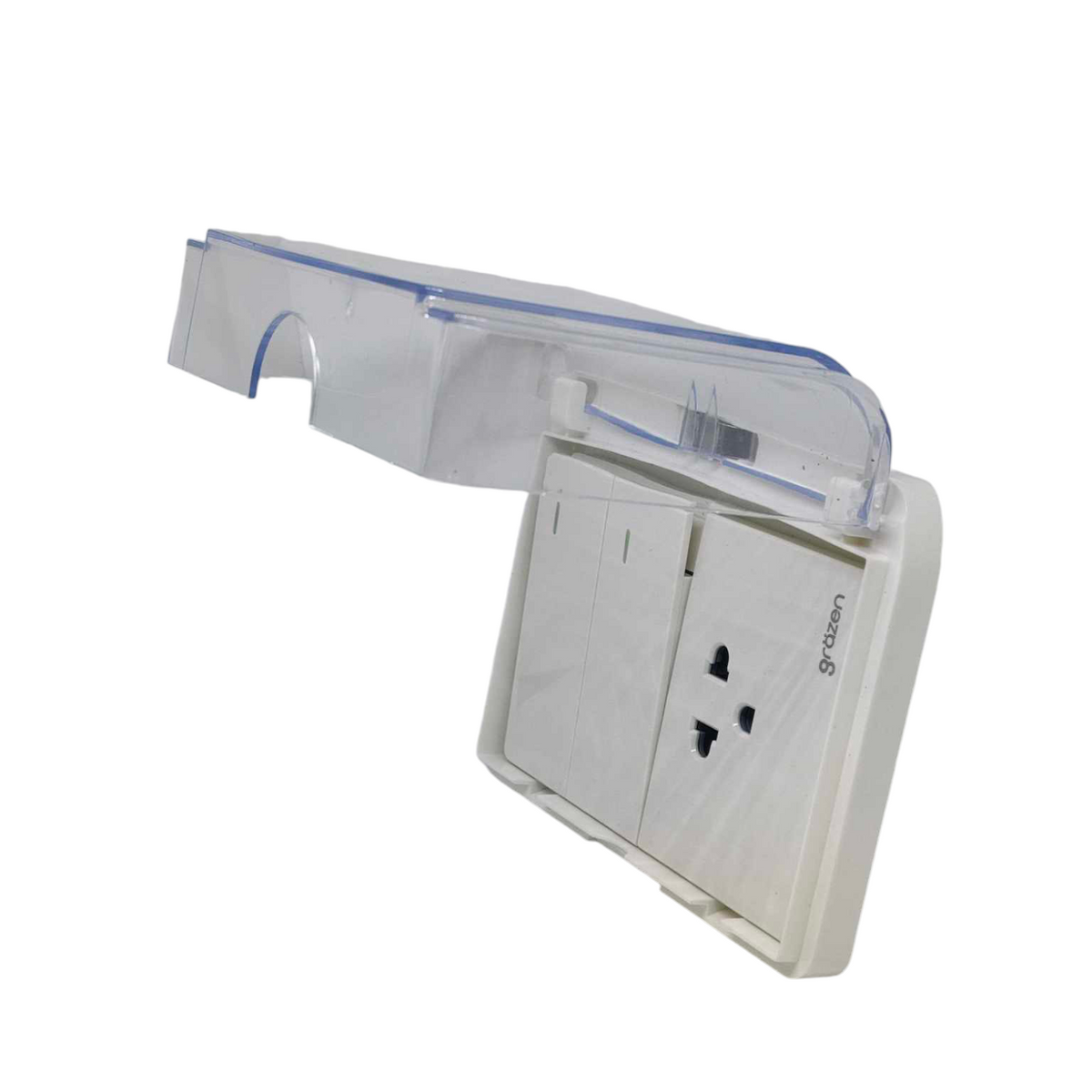 Grazen 16A 220V weatherproof electrical plate with protective cover for outdoor use.