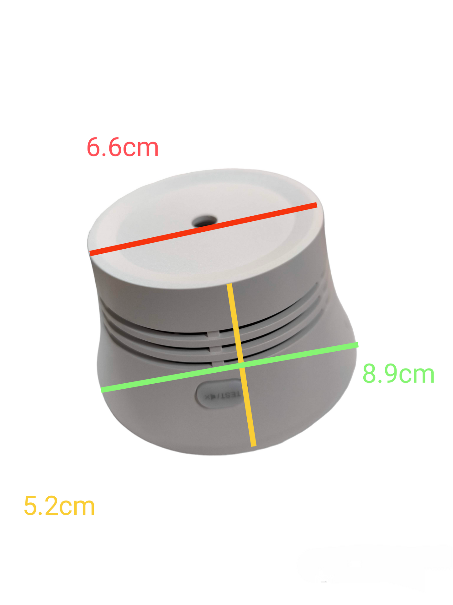 Aegislink Wireless Interlinked Smoke Alarm showing its compact dimensions for home security