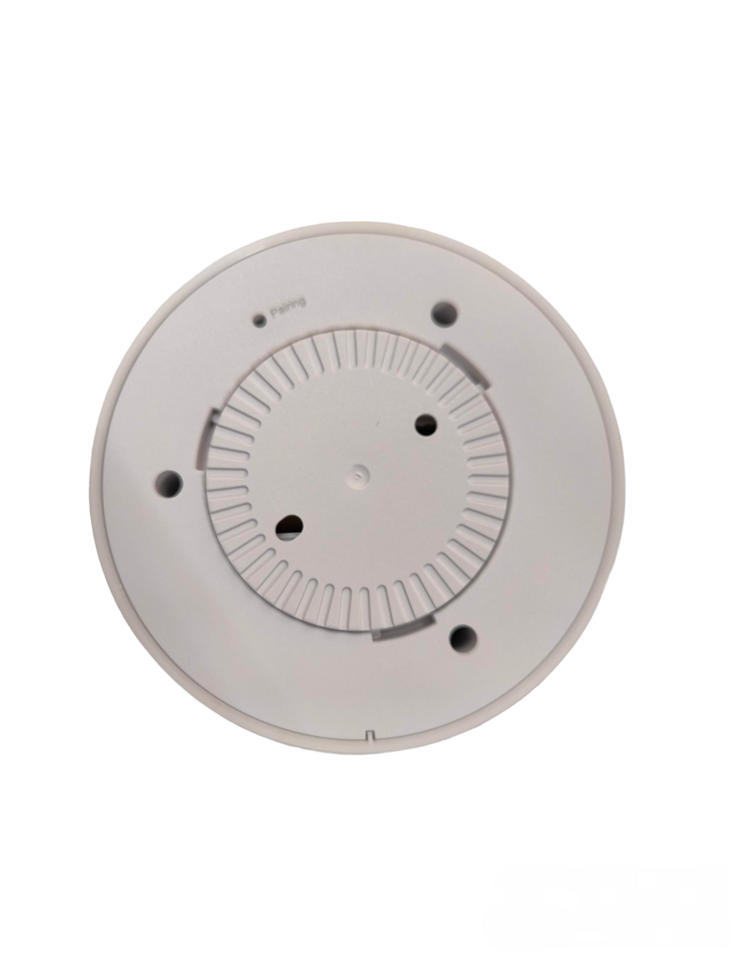 Aegislink Wireless Interlinked Smoke Alarm white round security device with vents and mounting holes