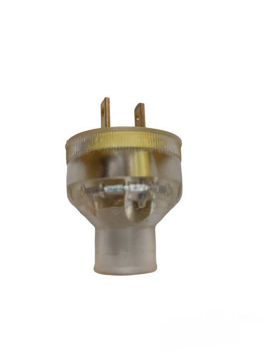Omni transparent power plug with two metal prongs for electrical connection