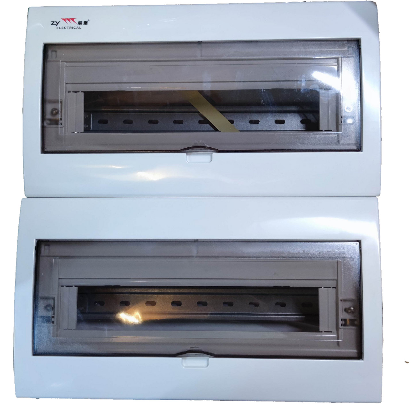 ZY 36 Ways Distribution Box Metal Base electrical panel with transparent cover and white casing