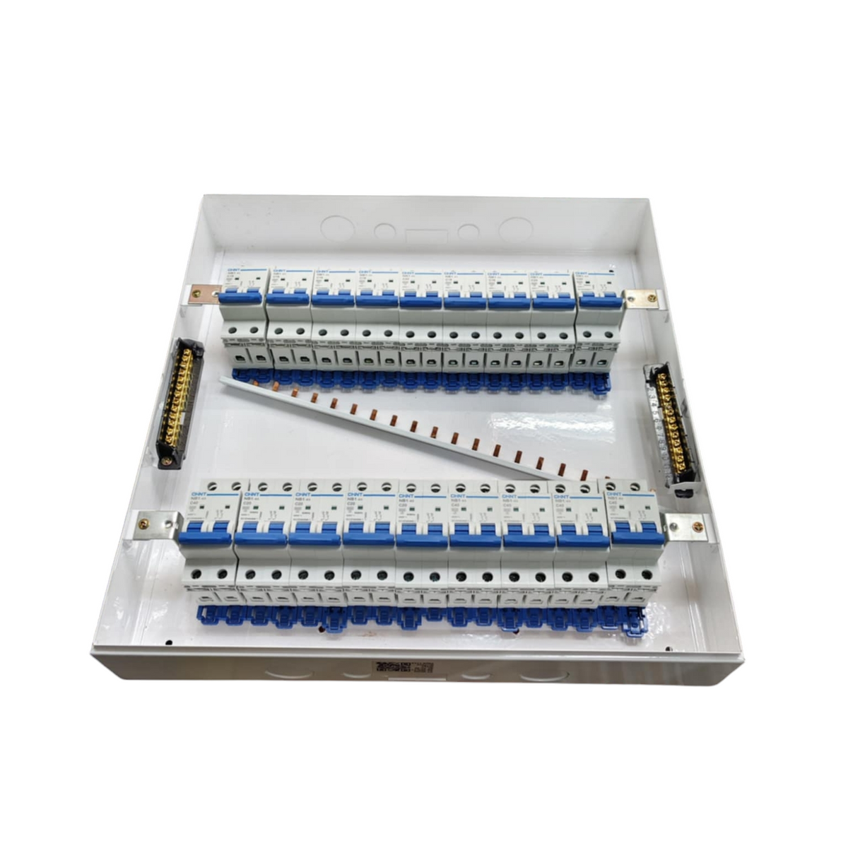 Chint and ZY 50A 36 ways surface type panel box with dual rows of MCBs busbar and neutral terminals