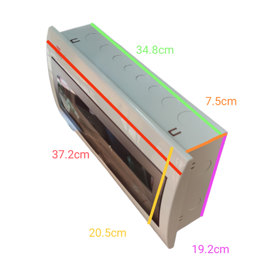 ZY 16 Ways Distribution Box Flush Type electrical circuit panel with transparent cover and multiple dimension measurements
