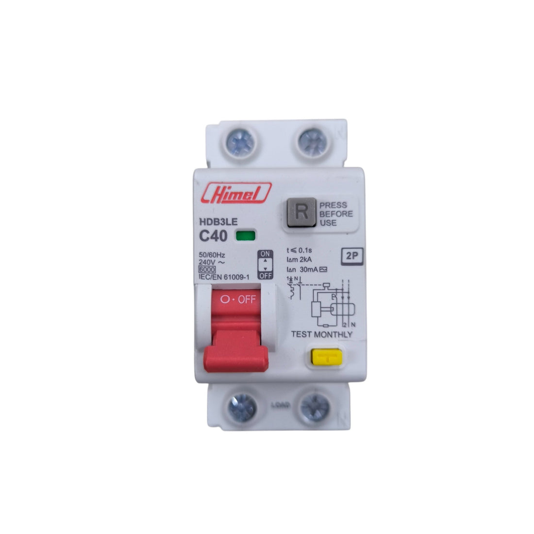 Himel 40A 2Pole 30mA 6 KAIC 220V Residual Current Operated Circuit Breaker RCBO with Overload Protection HDB3LE2C40