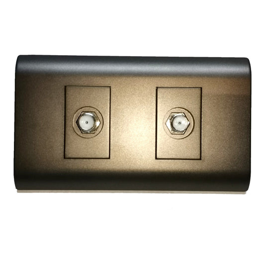 Royu 2 Gang Cable TV Outlet F Jack with Plate Cover Dark Gray (RMP2DG)(RMX2DG-2PCS)