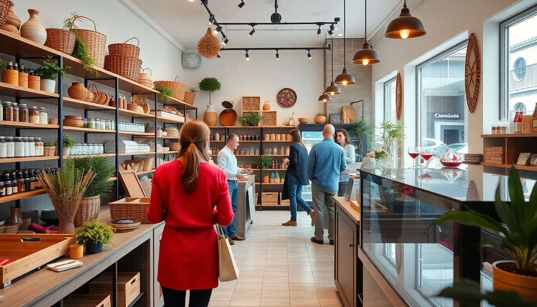 Show an Image that lots of people are working hard just to give the best service for a customer at a back and and the customer just see a well decorated shop