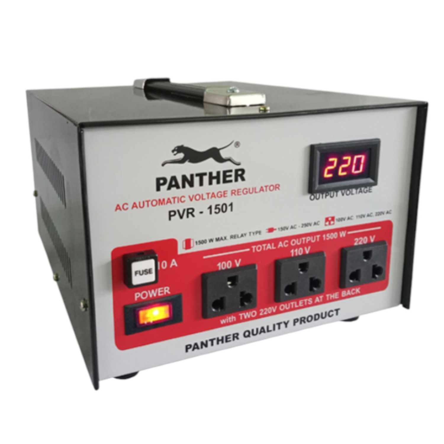 Techno SVC-2000N automatic voltage regulator with analog voltage meter and power switch