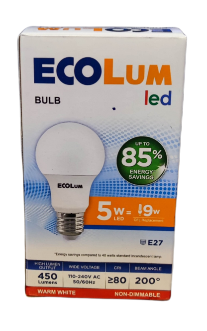 Ecolum 5W LED Bulb 220V E27 Warm White