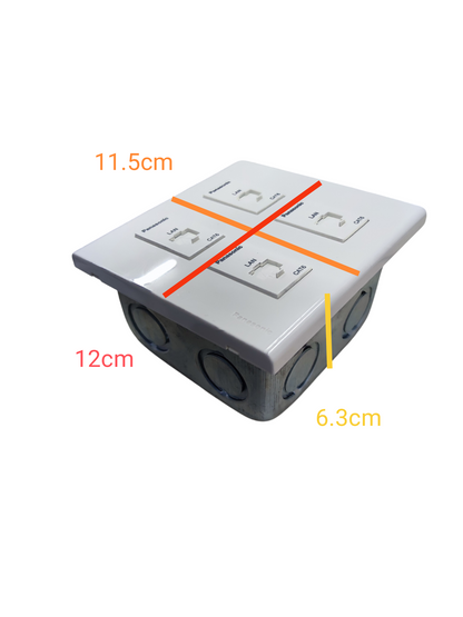Panasonic 4 Gang CAT6 Data Outlet Wide Series WEG6804+(4XWEG24886)+Utility Box