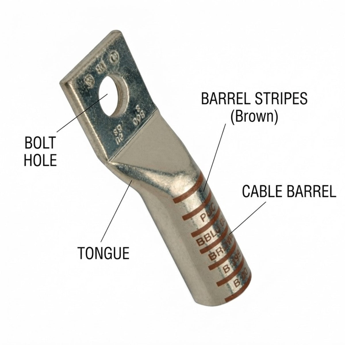 Pennunion AWG 8 Terminal Lugs 8mm Long Barrel #10 Stud Size Crimp Type (BBLU-8S)