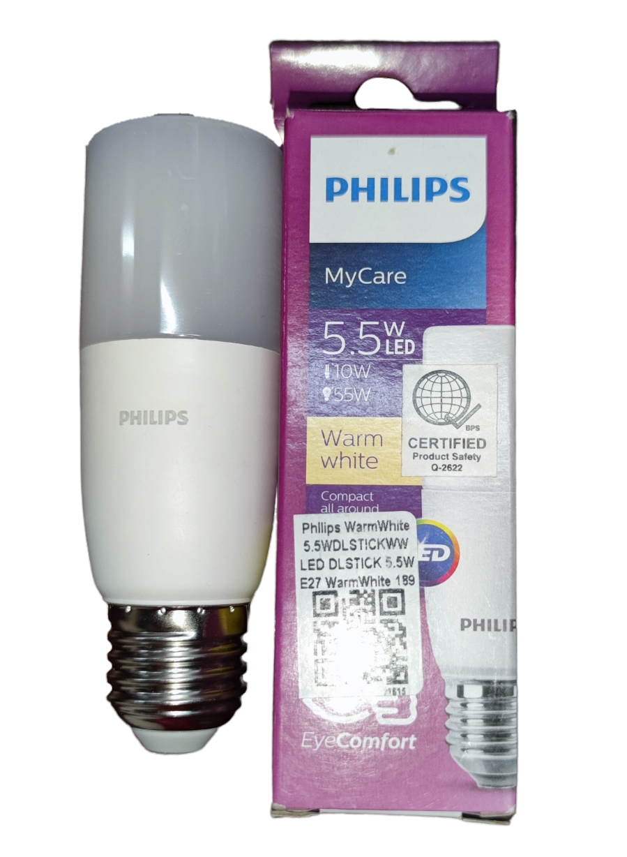 Philips 5.5W LED Stick E27 220V 3000K Warm White or Daylight Eye Comfort My Care
