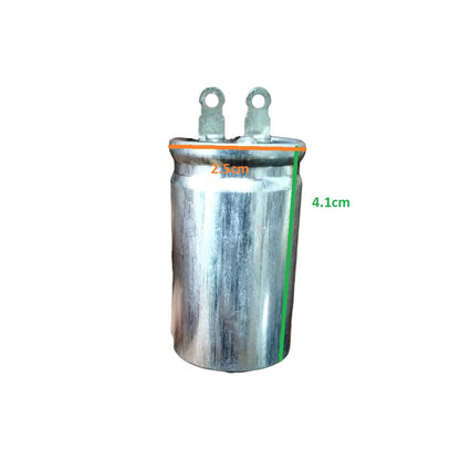 SH 1.25MFD 250V AC capacitor with metal casing and dual terminal connectors for electrical circuitry