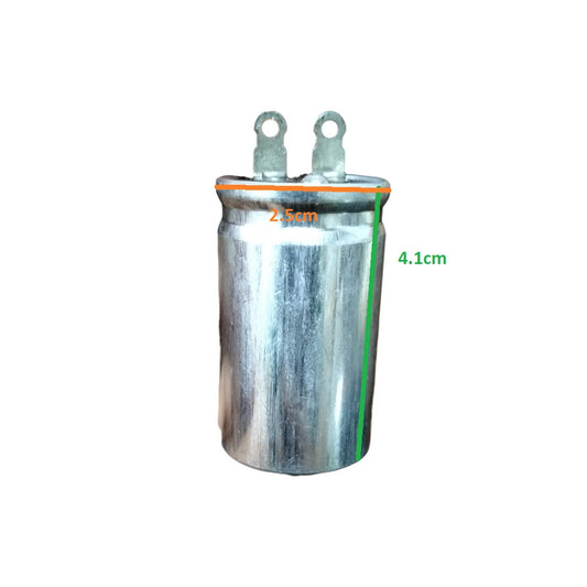 SH 1.25MFD 250V AC capacitor with metal casing and dual terminal connectors for electrical circuitry