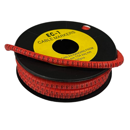 1000pcs Cable Marker Red - E on spool for organized cable management and identification