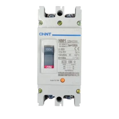 Chint 100A Industrial Circuit Breaker 2 Pole Single Phase 220V 65 KAIC MCCB NM1-125H/2300/100A