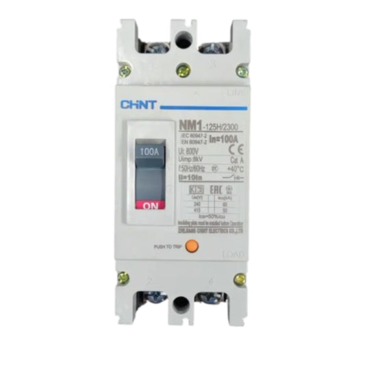 Chint 100A Industrial Circuit Breaker 2 Pole Single Phase 220V 65 KAIC MCCB NM1-125H/2300/100A