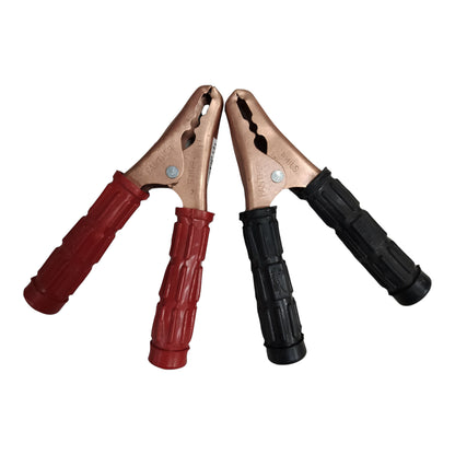Panther 100A battery clips copper pair with red and black rubber handles for secure connections
